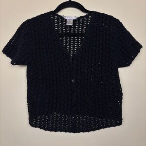 VINTAGE Outfit Petites‎ JPR Black Open-Knit Women's Cardigan Size Petite Large